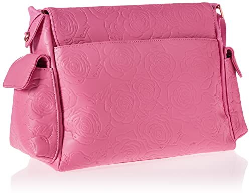 Vegan Leather Travel Mom Messenger Bag for a Women/Girls/Baby Girls, Multiple Compartments, diaper bag bookbags- Pretty Girl Pink