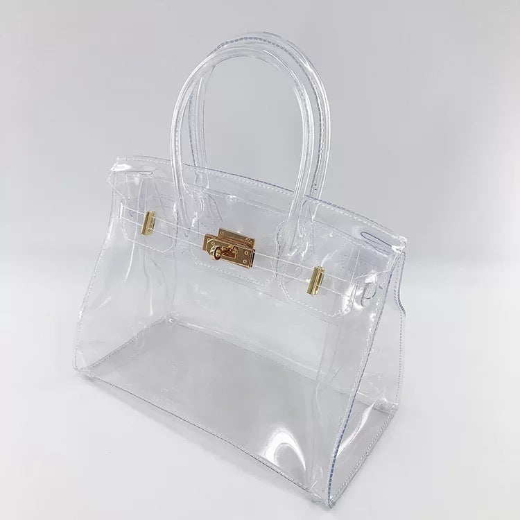 Medium Transparent Clear Designer Tote Handbag