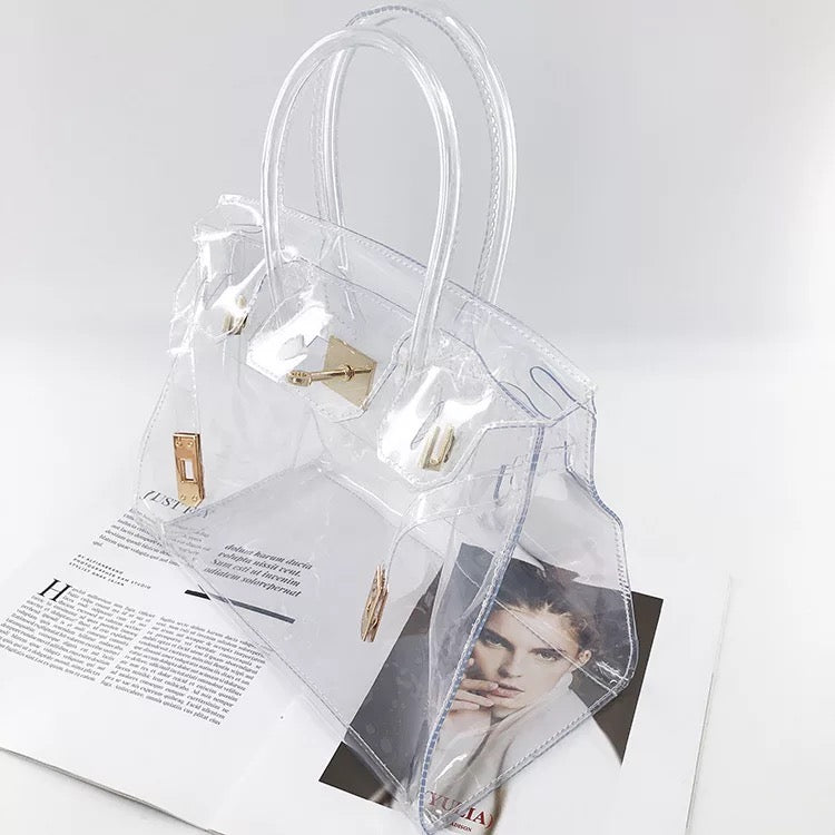 Medium Transparent Clear Designer Tote Handbag